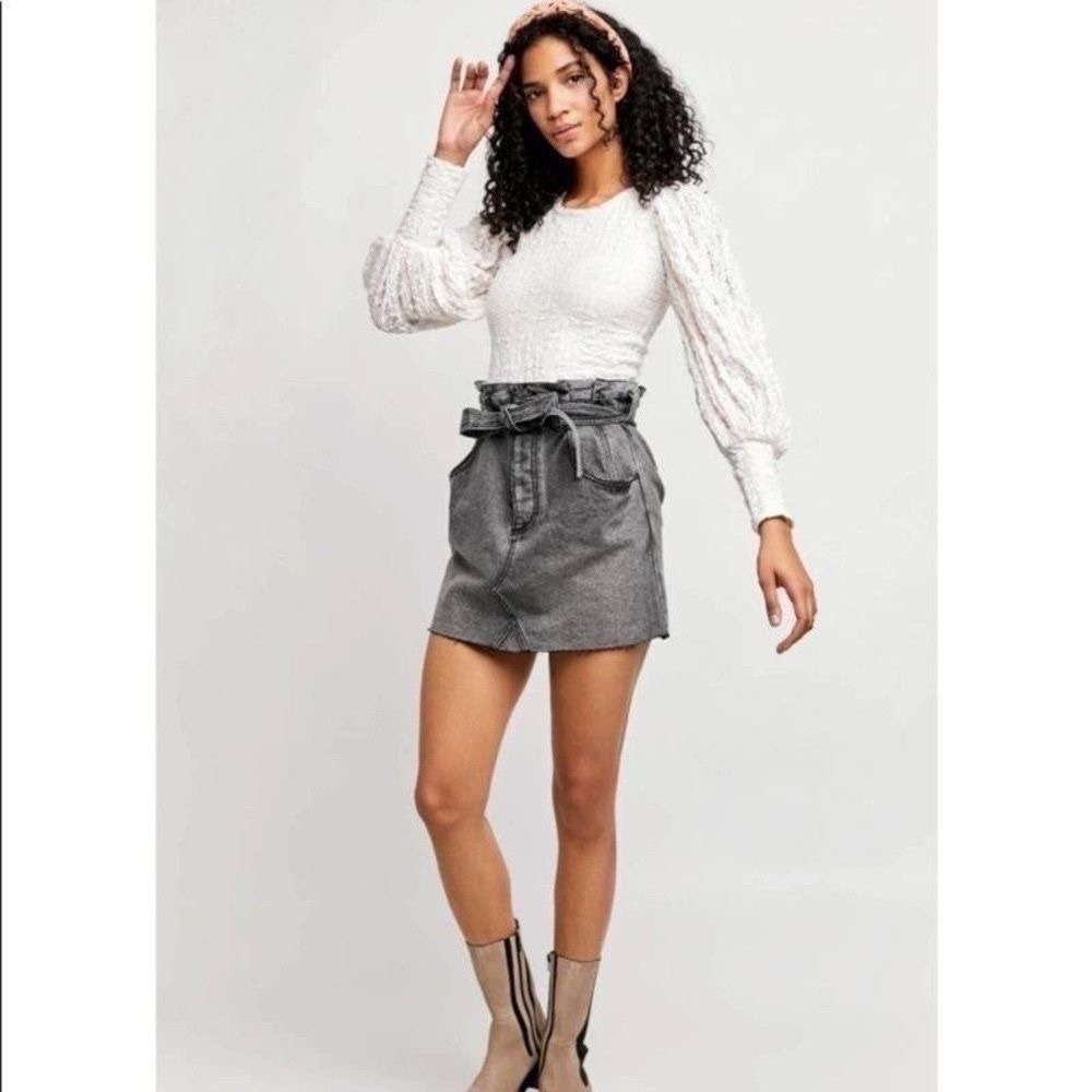 free people east of eden mini denim skirt washed black 25